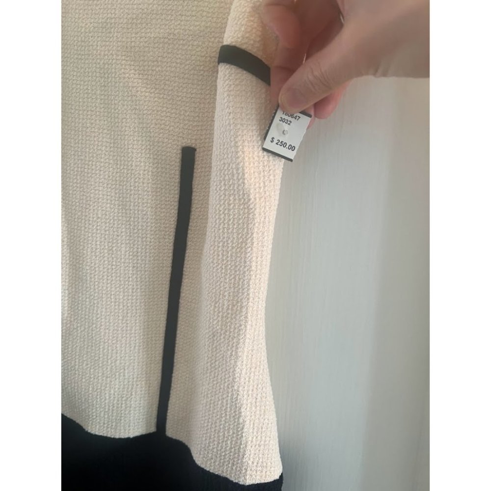 NWT ST. JOHN CAVIAR Colorblock Pattern Knee-Length Shift Dress Black & Cream 6 - Picture 3 of 4